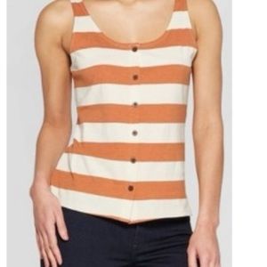 Women’s Striped Button Front Scoop Neck Tank Top